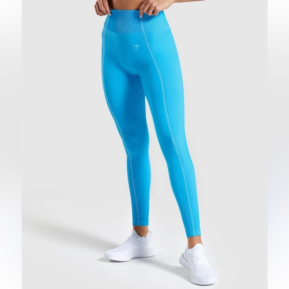 Gymshark Blue Women's ultra seamless high waisted Leggings - Picture 1 of 9